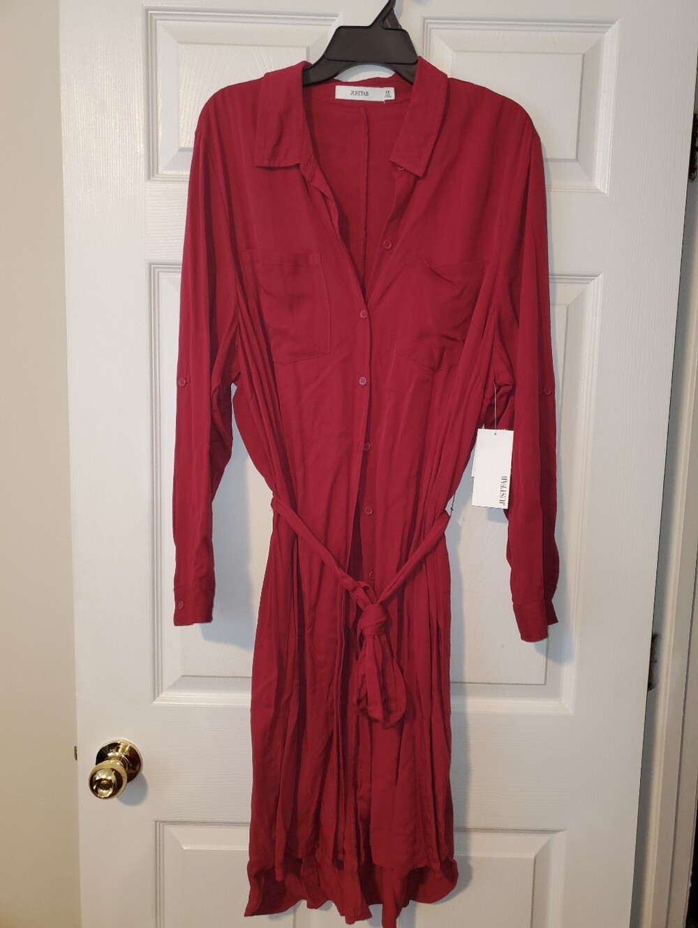Red Button-up Shirt Dress
